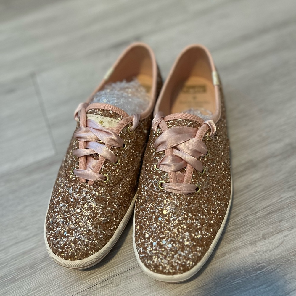 Keds x kate spade Champion glitter sneaker - rose gold, sz 6